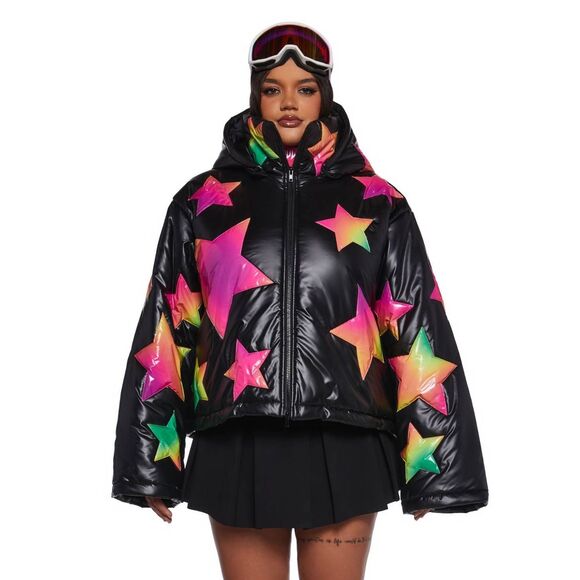 Club Exx Vinyl Ombre Star Puffer Jacket - Picture 12 of 15